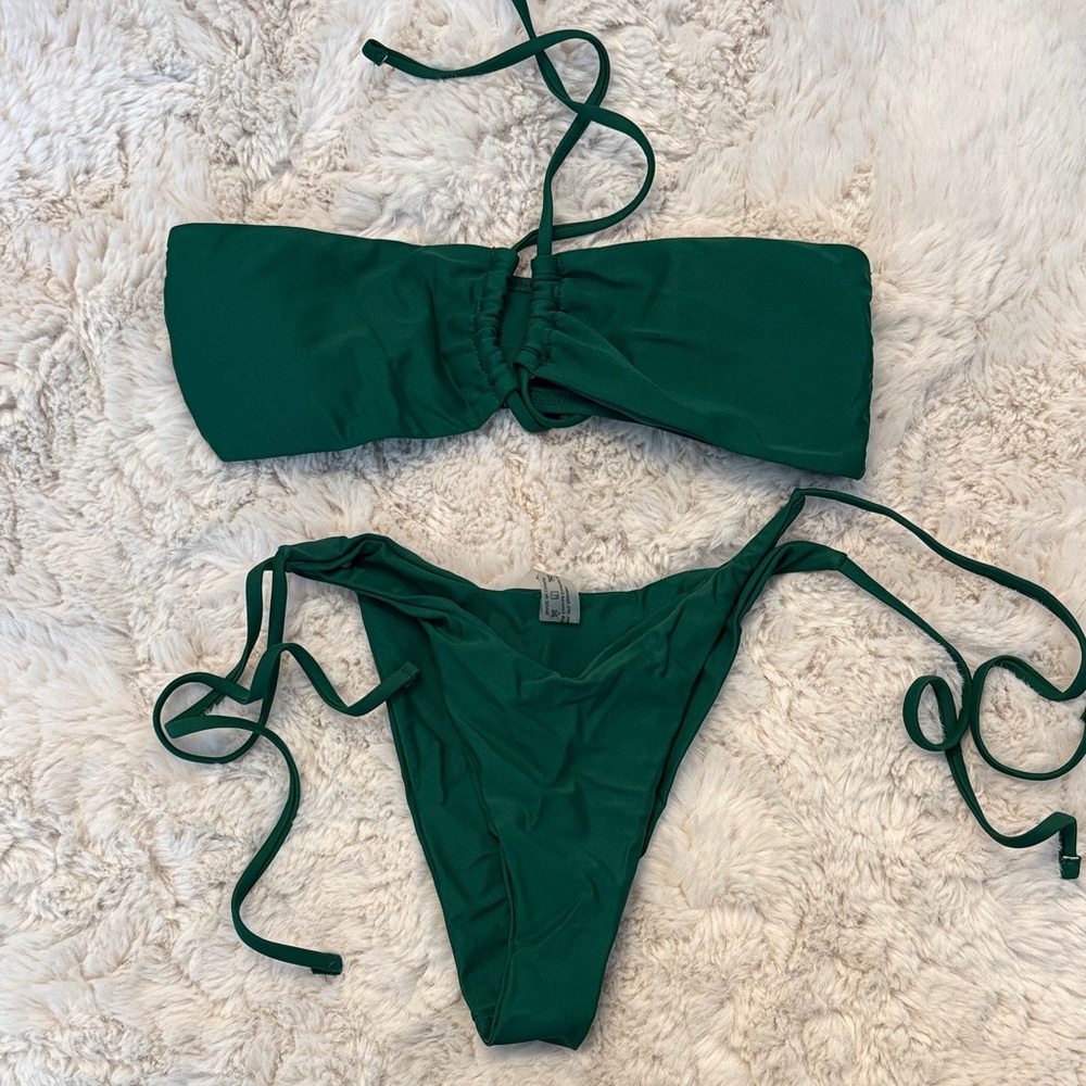 Green Strapless Bikini Set